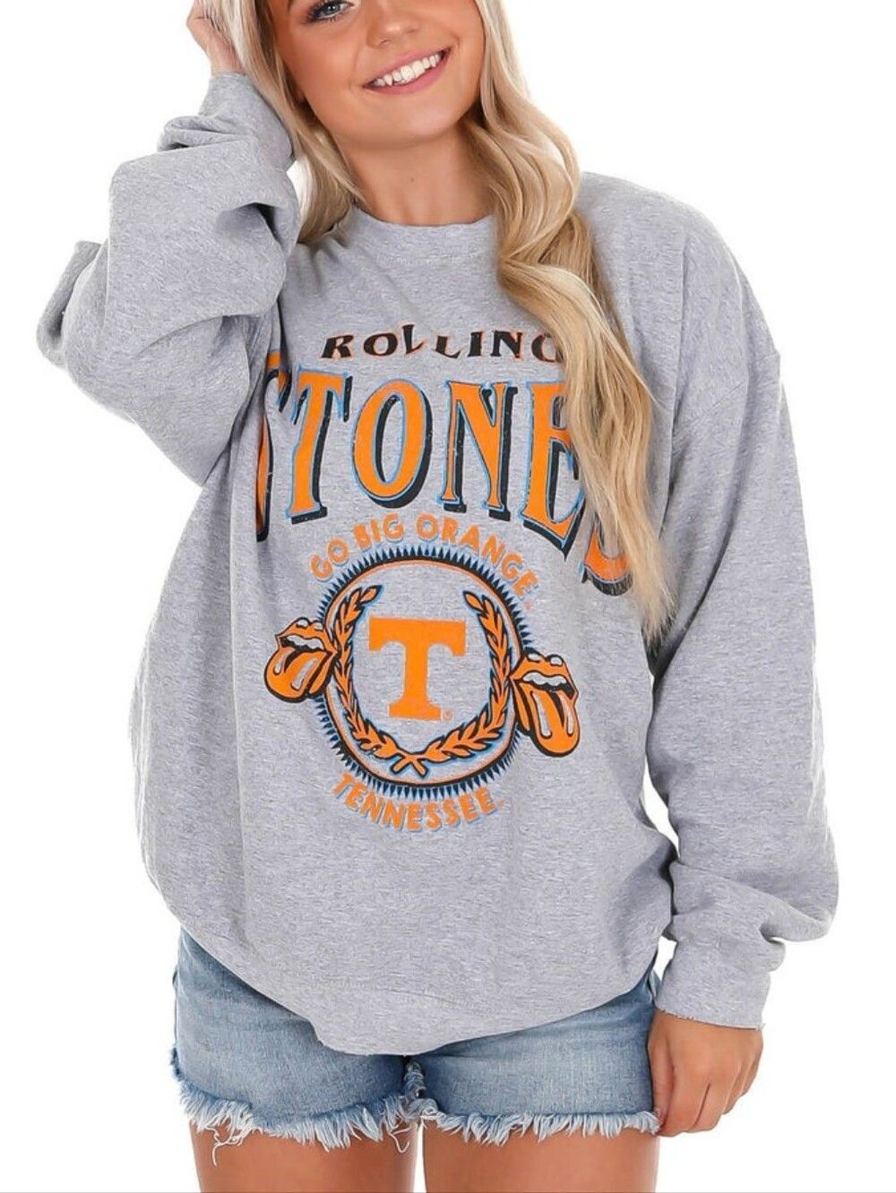 Rolling Stones Womens Gray Tennessee Volunteers College Seal Sweatshirt Small - Picture 2 of 15